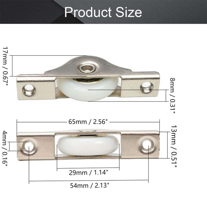 MroMax 5Pcs Screen Door Rollers 29mm/1.14"" Dia White Sliding Wheel Electroplating Sliding Wheel with Stainless Steel Shell for Garage Screen Door - Image 2